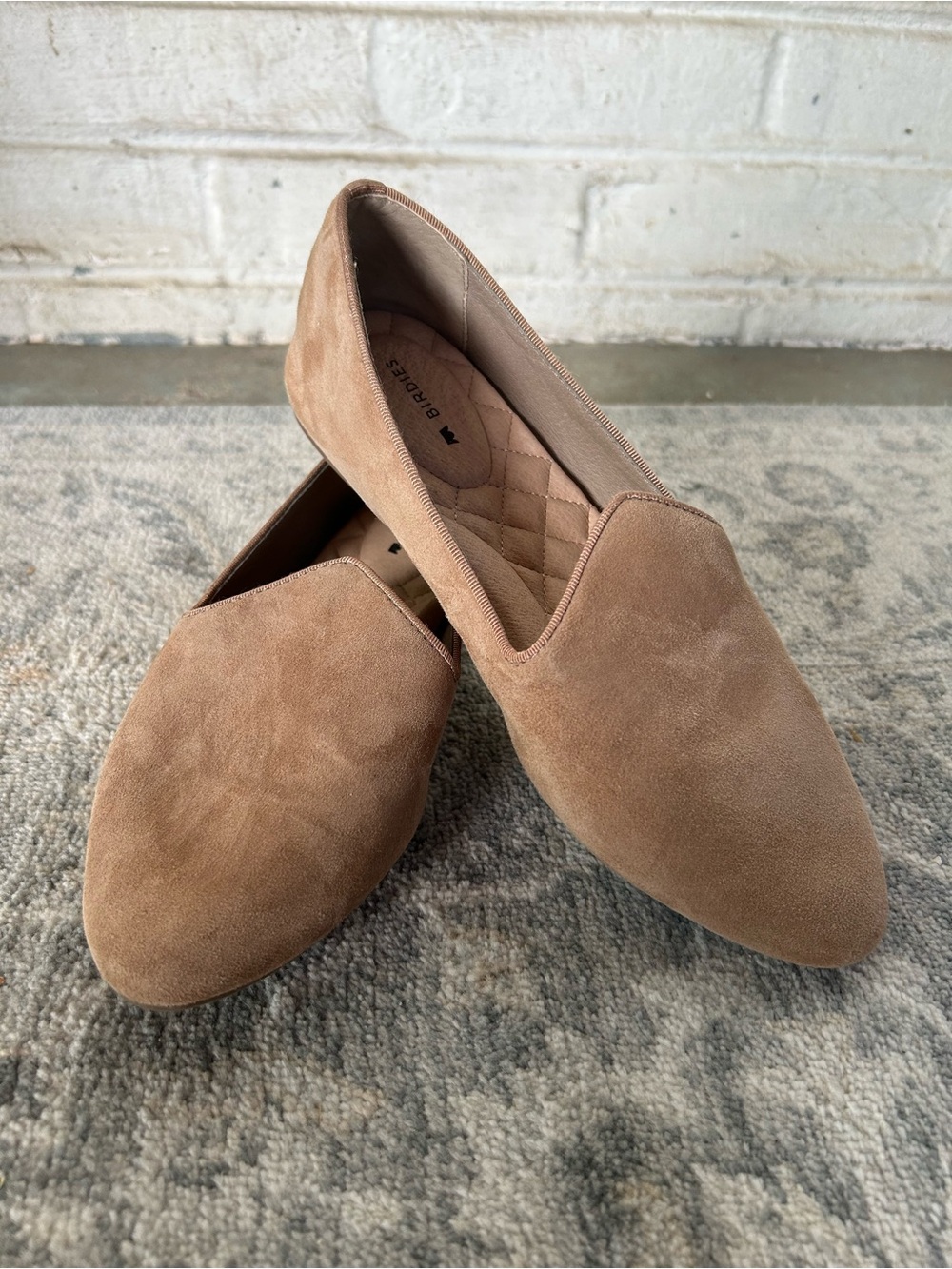Birdies Taupe Suede Slip-On Flats
